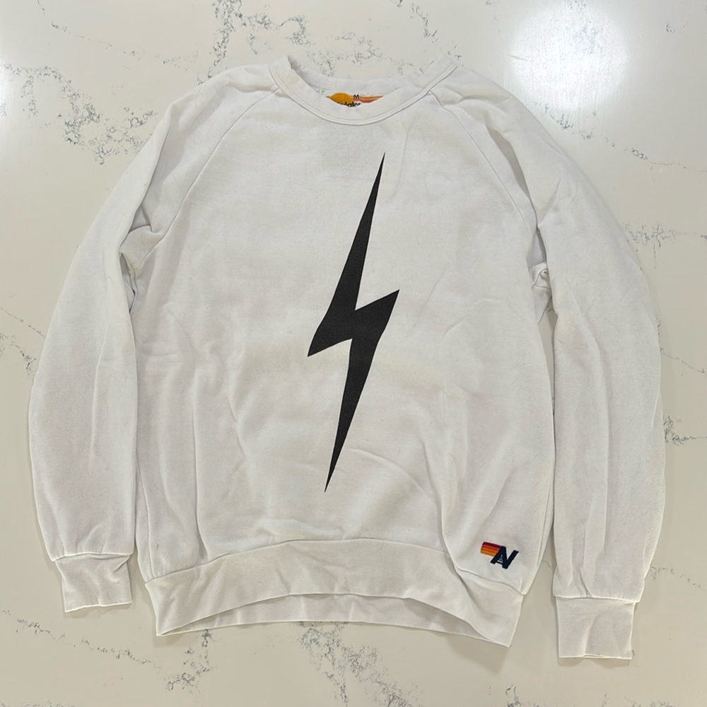 Aviator Nation Bolt Crew Sweatshirt, white, size medium